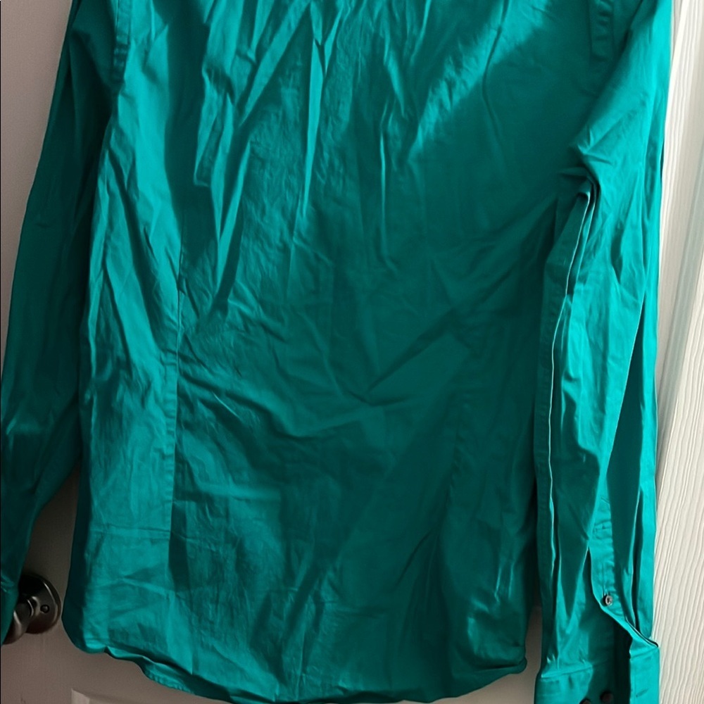 Express Green Dress Shirt Long Sleeve Button-Down - Picture 3 of 6